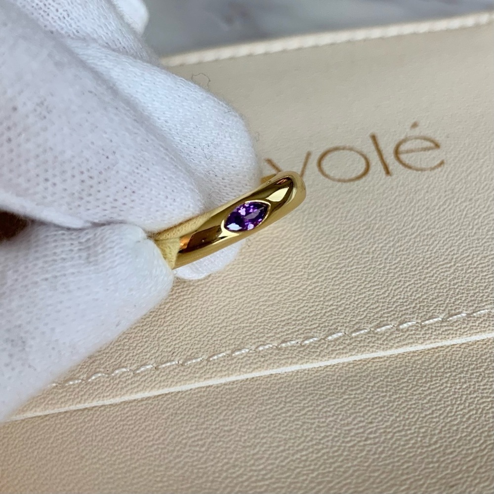 ๐ Purple Minimalist Gold 925 Sterling Silver Ring - Picture 5 of 6